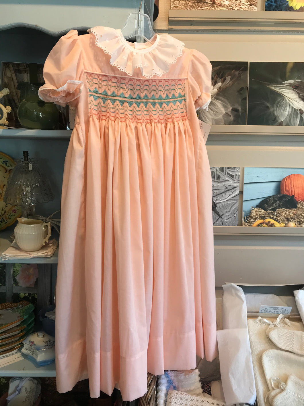 Girl's Smocked Peach Dress