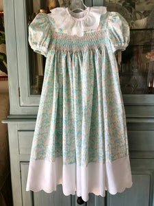 Girl's Smocked, Pastel Floral Dress