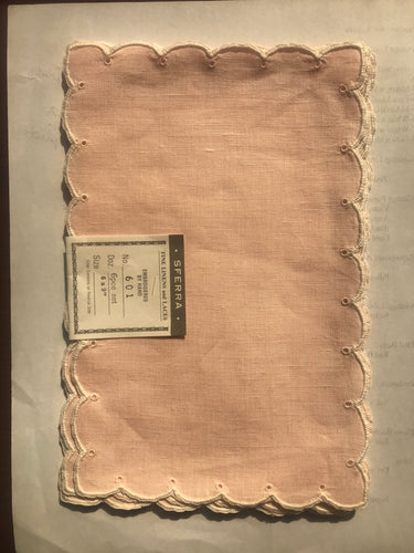 Cocktail Napkins - Pink Linen with white border